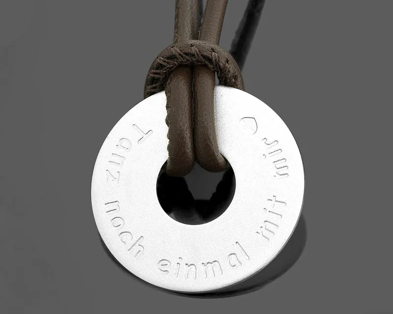 LEDERKETTE SCHWARZ FÜR MÄNNER HERRENKETTE GRAVUR HALSKETTE MANN 925 SILBER