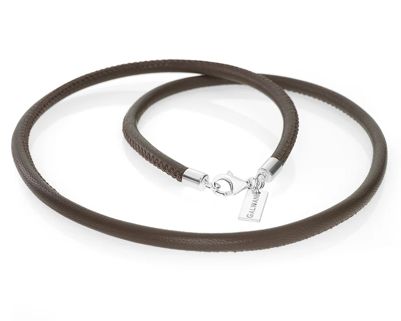 LEDERKETTE DUNKELBRAUN, 4 MM NAPPALEDER, MÄNNERKETTE, HERRENKETTE LEDER
