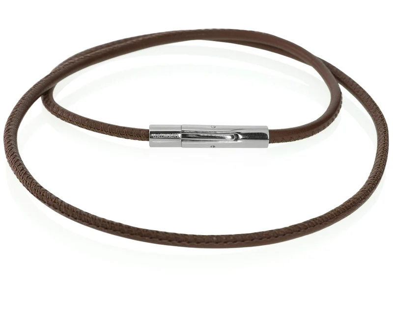 LEDERKETTE MIT BAJONETT VERSCHLUSS, BRAUN, HERRENSCHMUCK