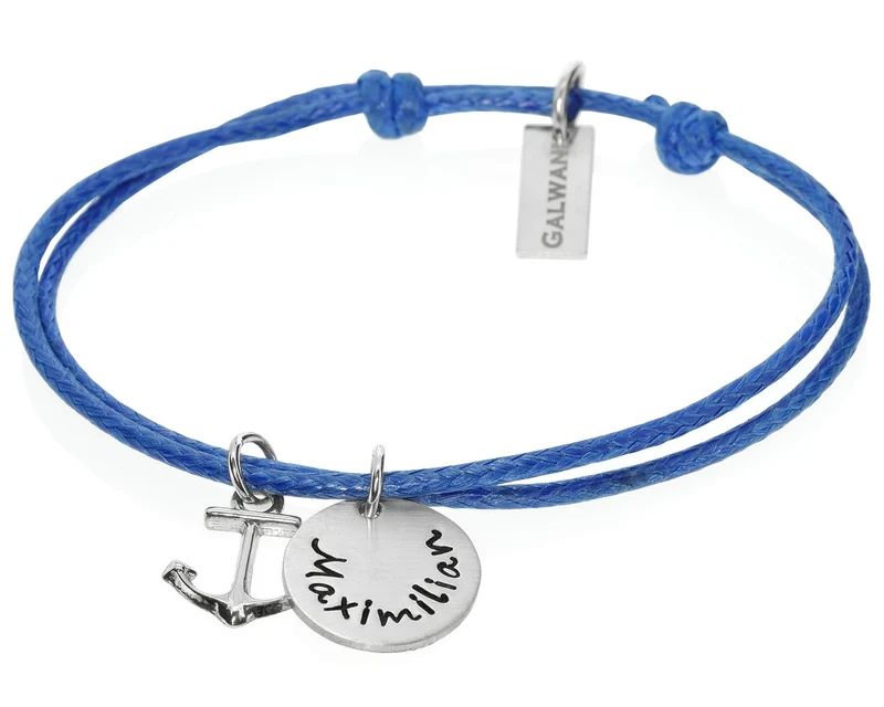 KINDERARMBAND MIT ANKER, ARMBAND SILBER MIT GRAVUR, TAUFSCHMUCK FÜR JUNGEN
