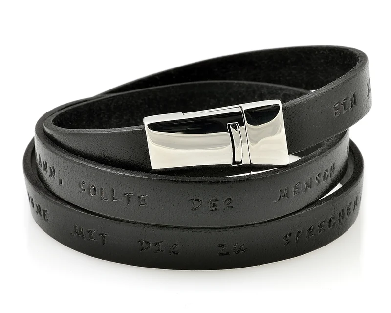 MÄNNERARMBAND MIT GRAVUR, LEDERARMBAND SCHWARZ, HERRENARMBAND