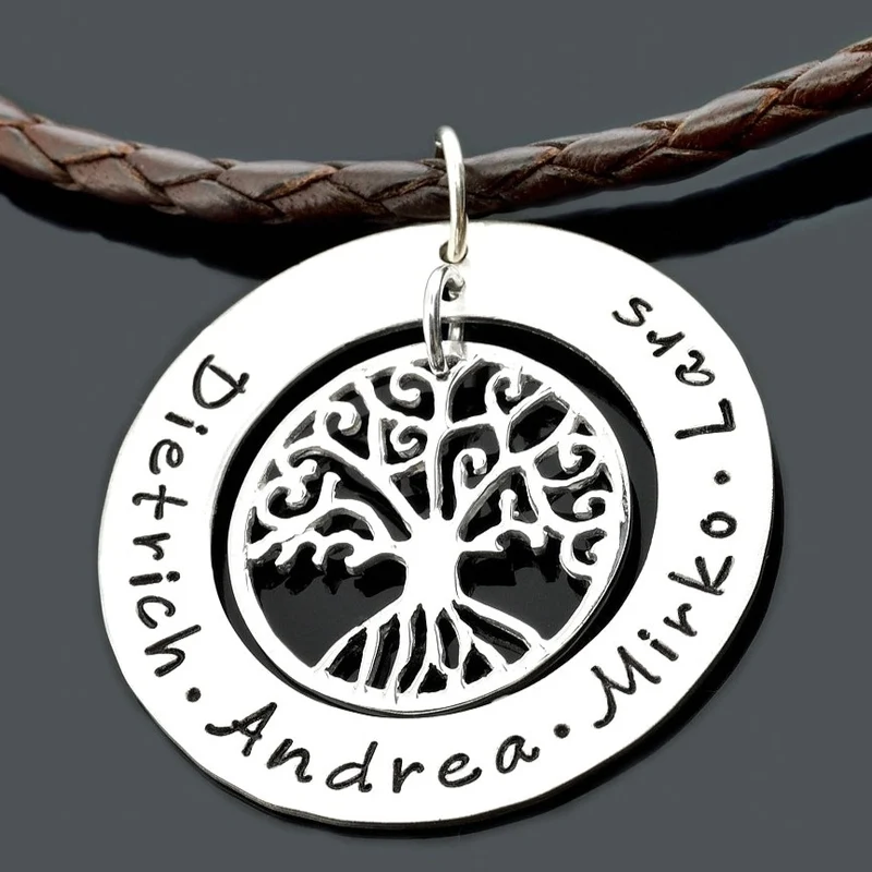 MÄNNERKETTE MIT GRAVUR, HERRENKETTE, MÄNNERSCHMUCK LEDER