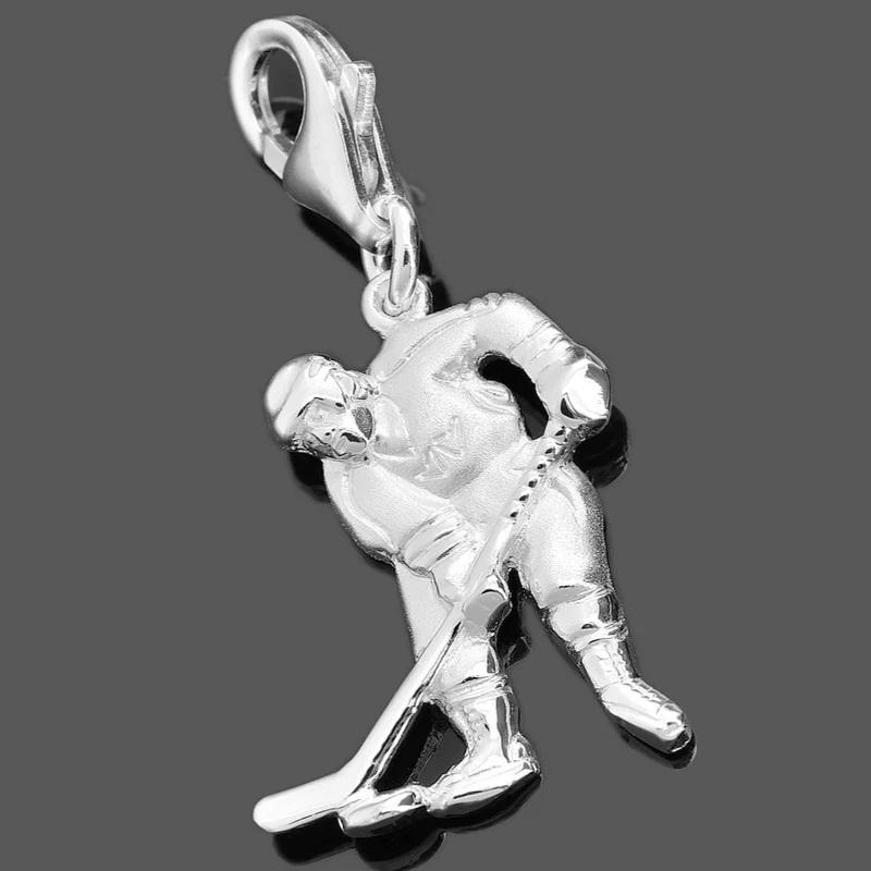 EISHOCKEY SCHMUCK ANHÄNGER SILBER, EISHOCKEY SPIELER CHARM, MÄNNERSCHMUCK