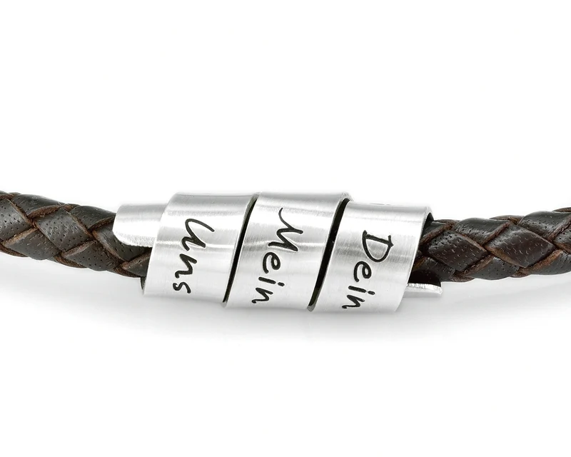 MÄNNERKETTE MIT GRAVUR, LEDERKETTE, SILBERSCHMUCK, SCHMUCK FÜR MÄNNER