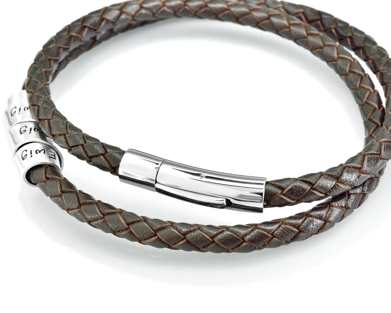 MÄNNERKETTE MIT GRAVUR, LEDERKETTE, SILBERSCHMUCK, SCHMUCK FÜR MÄNNER