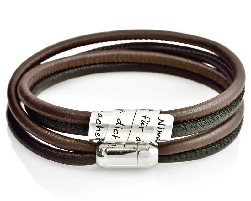 MÄNNER ARMBAND GRAVUR LEDER ARMBAND BRAUN SCHWARZ HERRENARMBAND PERSONALSIERT