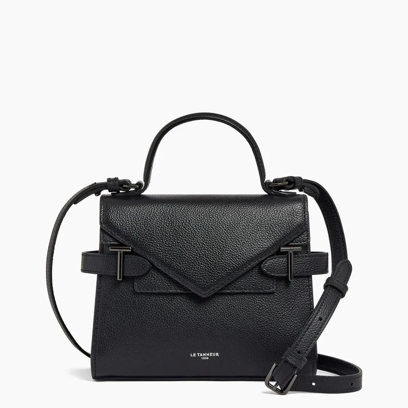 Le Tanneur Emilie Grained Leather Double Flap Riemenhandtasche