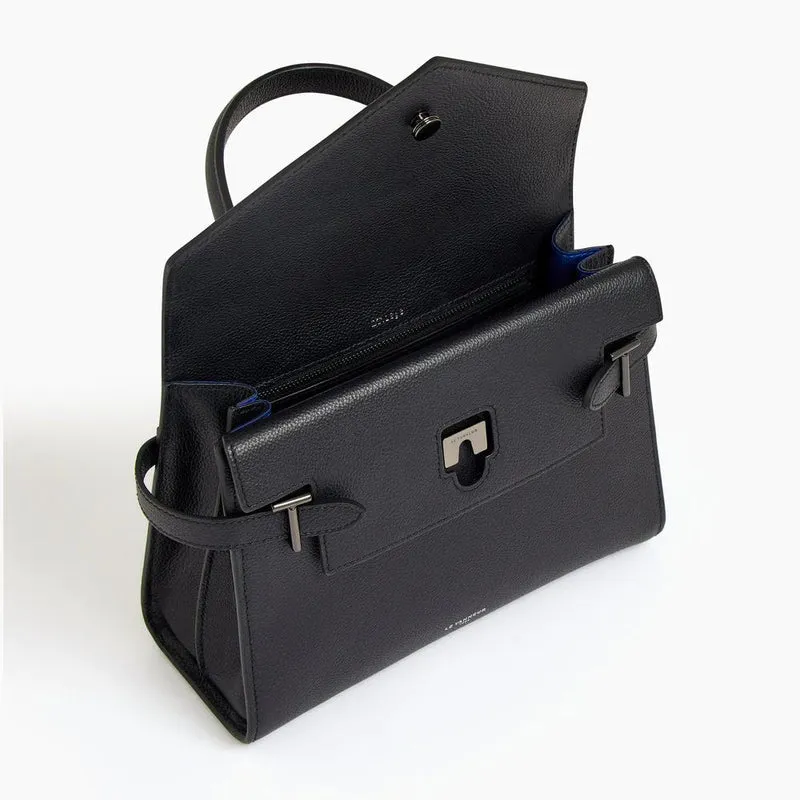 Le Tanneur Emilie Grained Leather Double Flap Riemenhandtasche