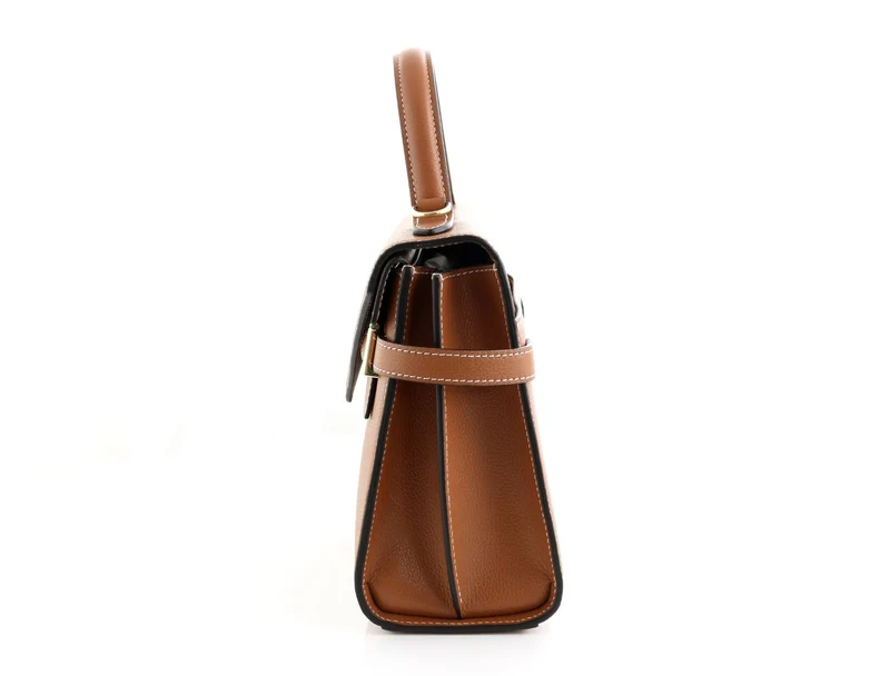 Le Tanneur Emilie Grained Leather Double Flap Riemenhandtasche