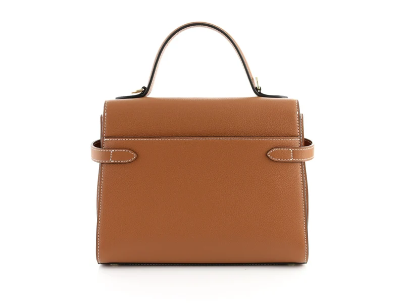 Le Tanneur Emilie Grained Leather Double Flap Riemenhandtasche