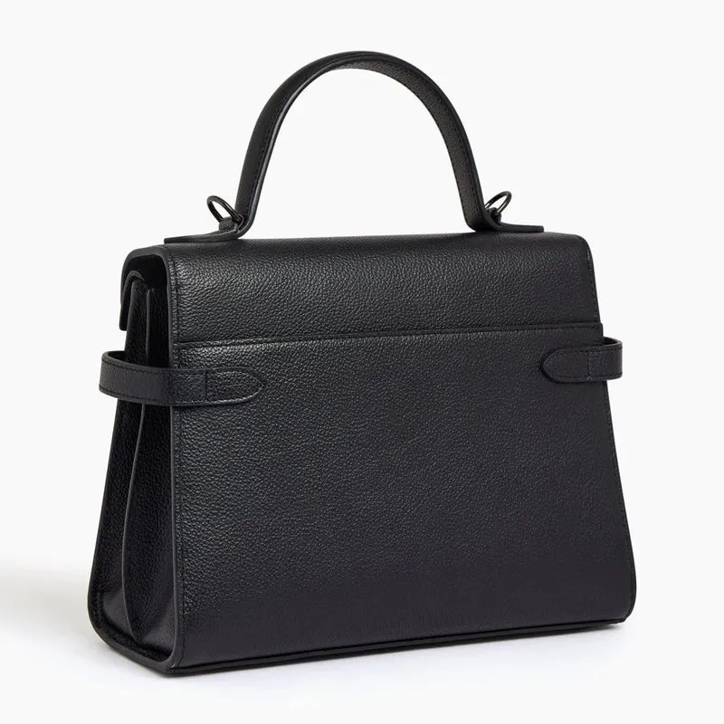 Le Tanneur Emilie Grained Leather Double Flap Riemenhandtasche
