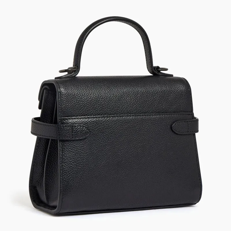 Le Tanneur Emilie Grained Leather Double Flap Riemenhandtasche