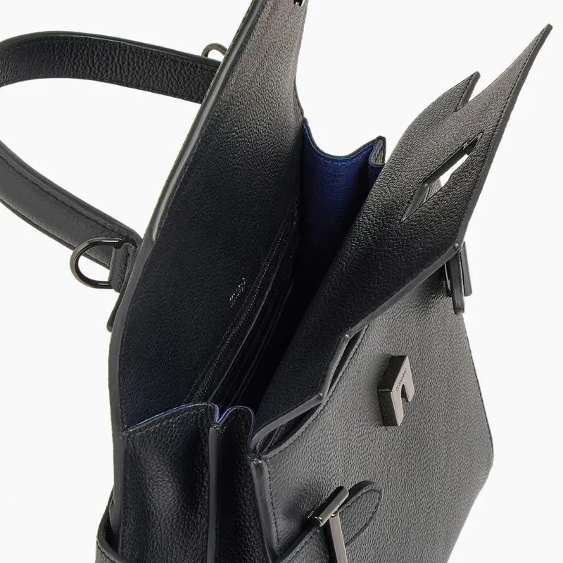 Le Tanneur Emilie Grained Leather Double Flap Riemenhandtasche