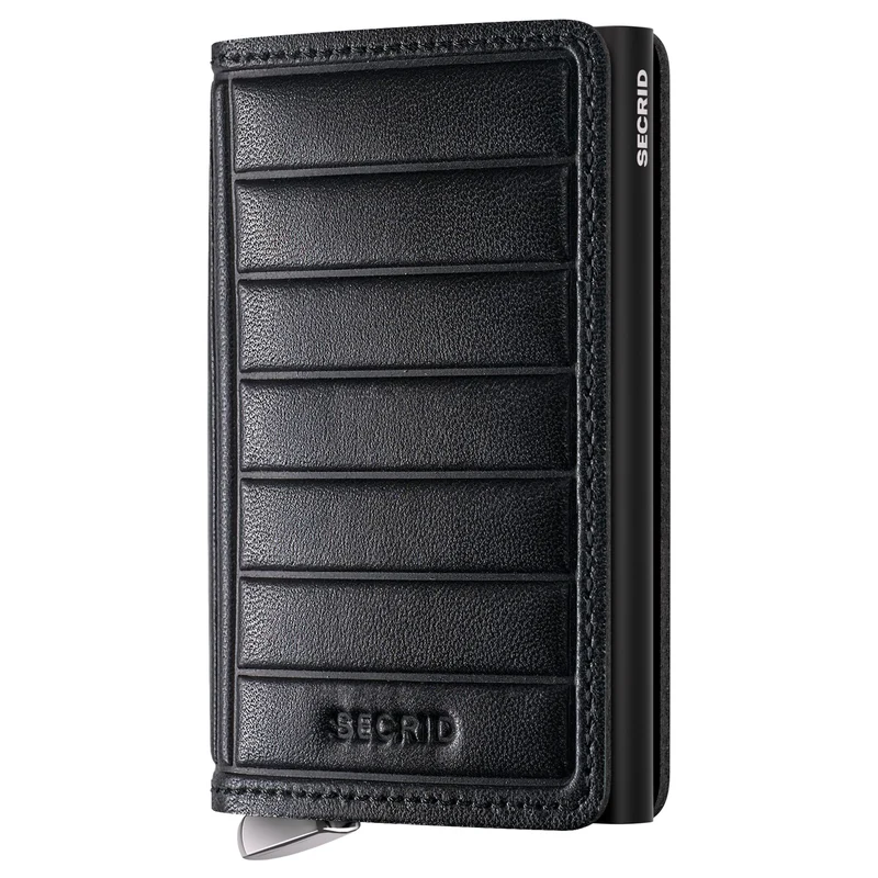 Secrid Slimwallet Emboss Lines - Kreditkartenetui 6cc 10.2 cm RFID (black+)