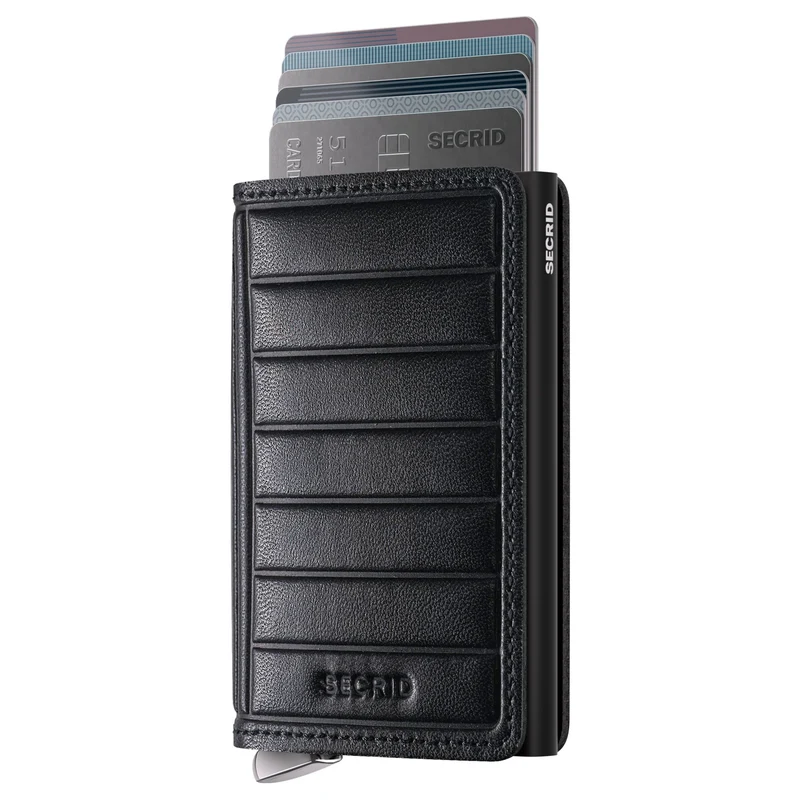 Secrid Slimwallet Emboss Lines - Kreditkartenetui 6cc 10.2 cm RFID (black+)