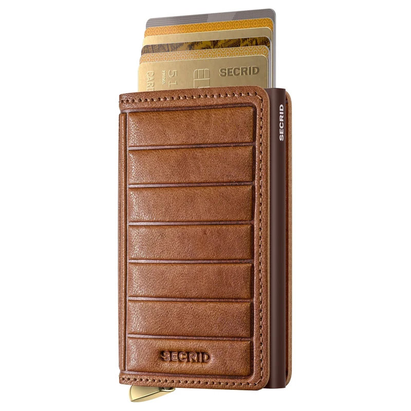 Secrid Slimwallet Emboss Lines - Kreditkartenetui 6cc 10.2 cm RFID (cognac+)