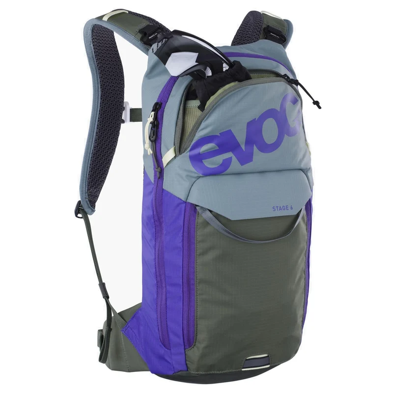 Evoc Stage 6 + Hydrationsblase 2 - Fahrradrucksack 42 cm (steel/violet/dark olive)