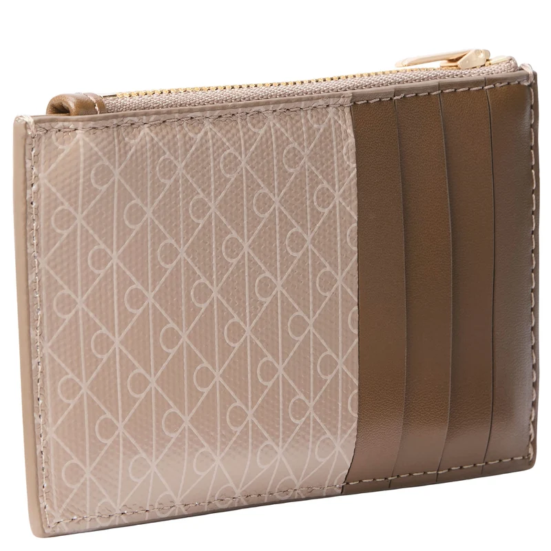 Calvin Klein Emblem AOP Top Zip - Kreditkartenetui 4cc 13 cm (desert taupe aop)